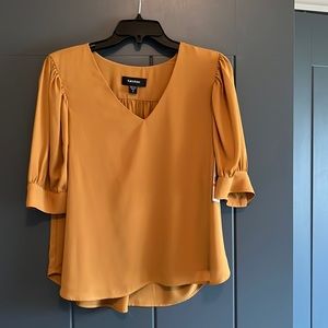 Karen Kane Short Sleeved Blouse, Size Small, Mustard